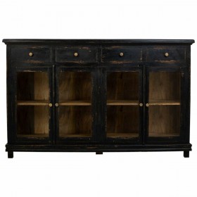 Credenza Alexandra House Living Nero Legno Vetro 40 x 100 x 160 cm