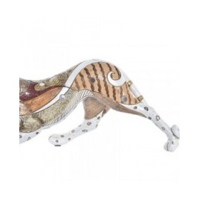 Statua Decorativa DKD Home Decor Bianco Multicolore Arancio Bianco/Arancione Leopardo Coloniale 30 x 40 cm 37 x 10 x 13 cm