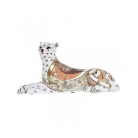 Statua Decorativa DKD Home Decor Bianco Arancio Leopardo Coloniale 24 x 10 x 12 cm