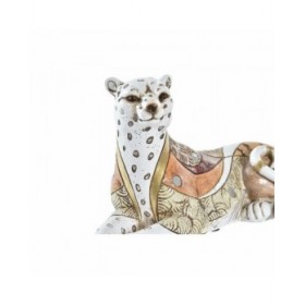 Statua Decorativa DKD Home Decor Bianco Arancio Leopardo Coloniale 24 x 10 x 12 cm