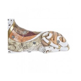 Statua Decorativa DKD Home Decor Bianco Arancio Leopardo Coloniale 24 x 10 x 12 cm