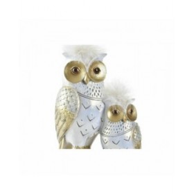 Statua Decorativa DKD Home Decor 14,5 x 9 x 26 cm Gufo Dorato Bianco