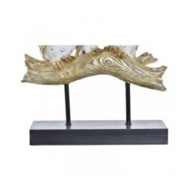 Statua Decorativa DKD Home Decor Tronco 24 x 9 x 26 cm Gufi Nero Dorato Bianco