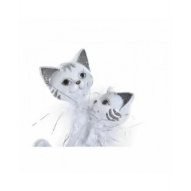 Statua Decorativa DKD Home Decor 15 x 10 x 29 cm Bianco Gatti Romantico