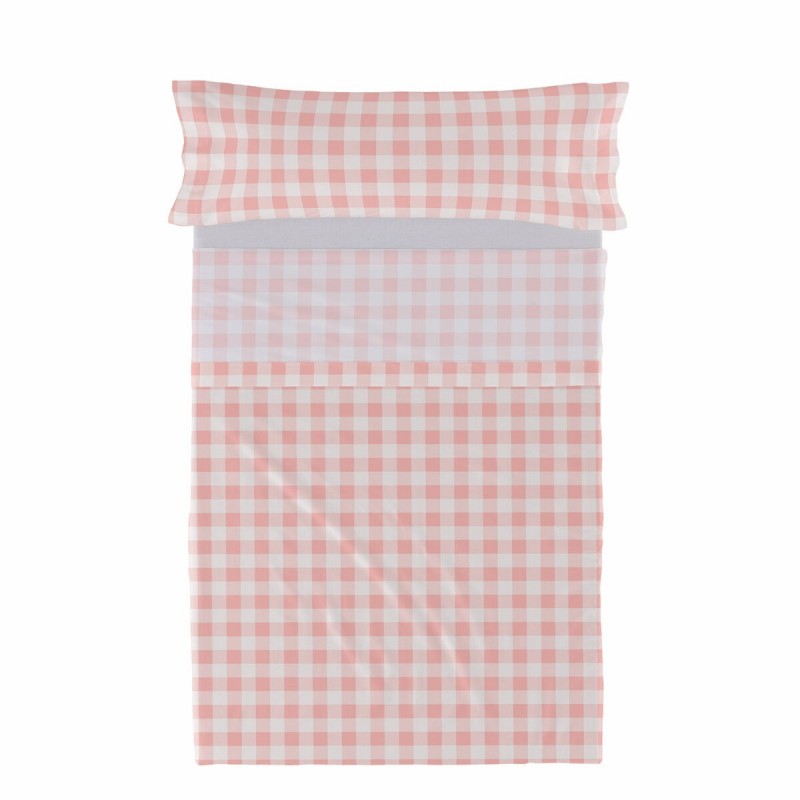 Set di Lenzuola HappyFriday Basic Kids Vichy Rosa Singolo 180 x 270 cm 2 Pezzi