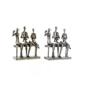 Statua Decorativa DKD Home Decor 18 x 8 x 21 cm Dorato Rame Musicista (2 Unità)