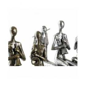 Statua Decorativa DKD Home Decor 18 x 8 x 21 cm Dorato Rame Musicista (2 Unità)