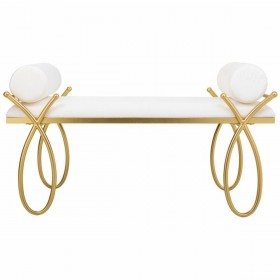 Panca Alexandra House Living Oro Schiuma Ferro Legno MDF 49 x 53 x 112 cm