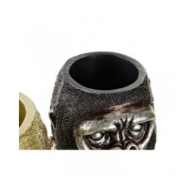 Statua Decorativa DKD Home Decor 20 x 24,5 x 18,5 cm Argentato Dorato Coloniale Gorilla (2 Unità)