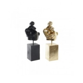 Statua Decorativa DKD Home Decor Coppia Nero Dorato 15,5 x 13,5 x 37,5 cm (2 Unità)
