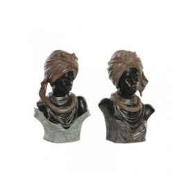 Statua Decorativa DKD Home Decor 26 x 17 x 40 cm Nero Beige Coloniale Africana (2 Unità)