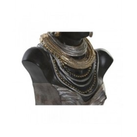 Statua Decorativa DKD Home Decor 26 x 17 x 40 cm Nero Beige Coloniale Africana (2 Unità)
