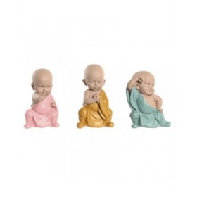 Statua Decorativa DKD Home Decor Azzurro Rosa Giallo Resina Frate (8 x 5,5 x 12,7 cm) (3 Unità)