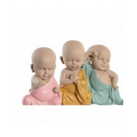 Statua Decorativa DKD Home Decor Azzurro Rosa Giallo Resina Frate (8 x 5,5 x 12,7 cm) (3 Unità)