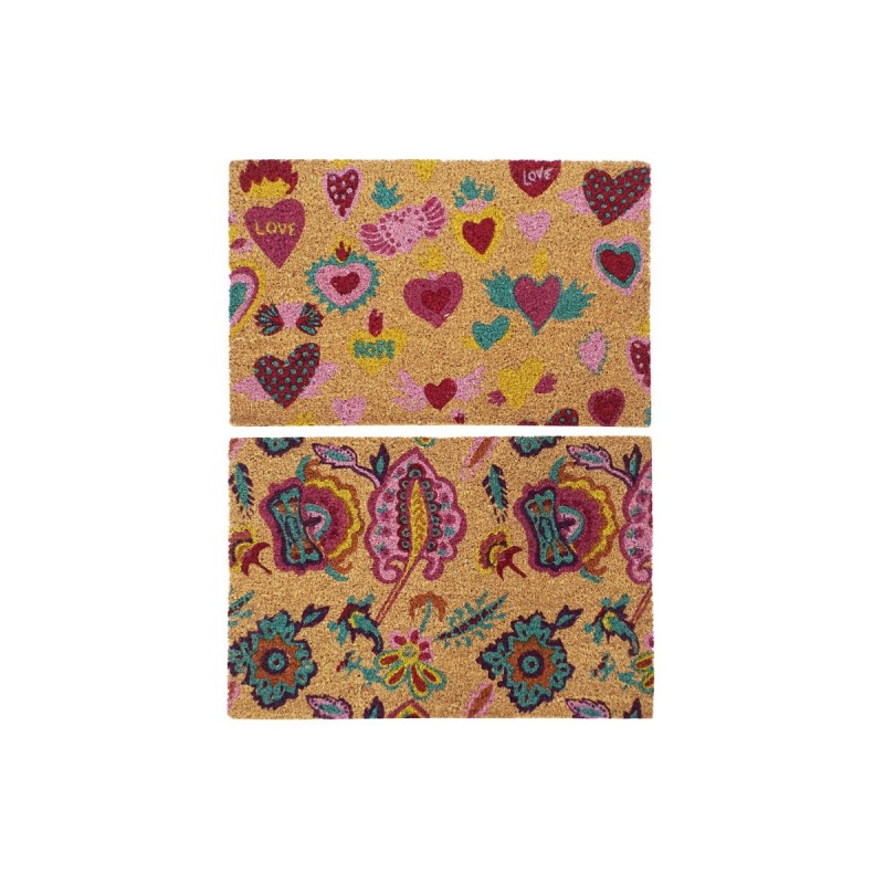 Zerbino DKD Home Decor Gomma Multicolore 2 Unità Fibra di cocco (60 x 40 x 1,5 cm)
