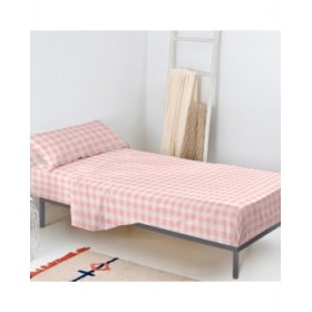 Set di Lenzuola HappyFriday Basic Kids Vichy Rosa Singolo 2 Pezzi