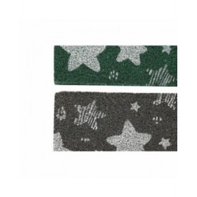 Zerbino DKD Home Decor Grigio Gomma Stelle Bianco Verde 2 Unità Fibra di cocco (60 x 40 x 1,5 cm)