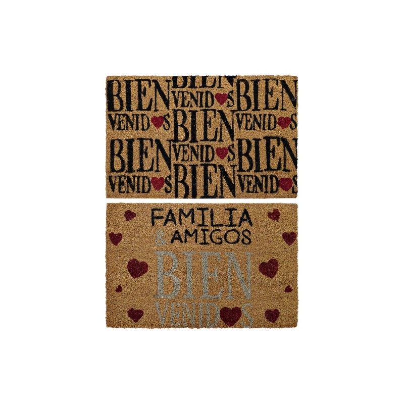 Zerbino DKD Home Decor Rosso Nero Marrone Gomma 2 Unità Città Fibra di cocco (60 x 40 x 1,5 cm)