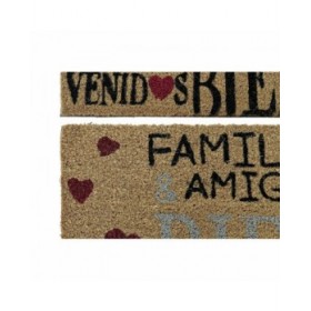 Zerbino DKD Home Decor Rosso Nero Marrone Gomma 2 Unità Città Fibra di cocco (60 x 40 x 1,5 cm)