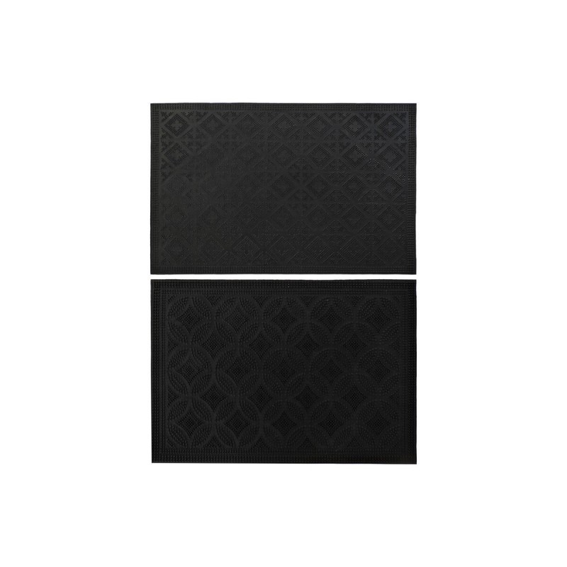 Zerbino DKD Home Decor Nero Gomma 2 Unità (60 x 40 x 0,3 cm)