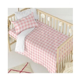 Set di copripiumino HappyFriday Basic Kids Rosa Culla Neonato Vichy 2 Pezzi