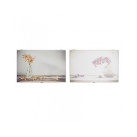 Scatola Decorativa DKD Home Decor Giallo Beige Rosa Legno MDF Fiori Vaso Contatore (2 Unità)
