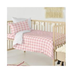 Set di copripiumino HappyFriday Basic Kids Rosa Culla Neonato Vichy 2 Pezzi