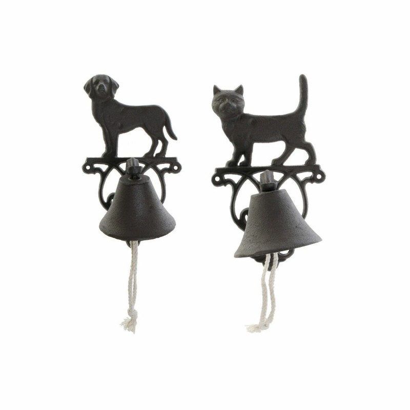 Cappa decorativa DKD Home Decor Marrone Marrone scuro Corda Ferro Gatto Cane 14 x 15 x 24 cm (2 Unità)