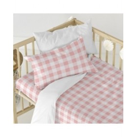 Set di copripiumino HappyFriday Basic Kids Rosa Culla Neonato Vichy 2 Pezzi