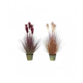 Pianta Decorativa DKD Home Decor Secchio 30 x 30 x 106 cm Arancio Polietilene Bordeaux Ottone (2 Unità)