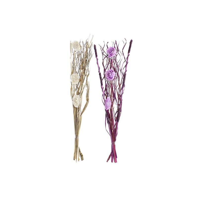 Mazzo DKD Home Decor Rosa Lilla Bianco Fiore secco (30 x 30 x 100 cm) (2 Unità)