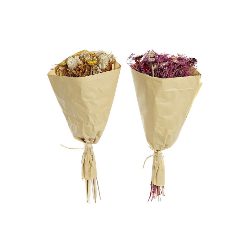 Mazzo DKD Home Decor Fucsia Giallo Fiore secco (20 x 12 x 50 cm) (2 Unità)