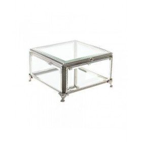Scatola-Portagioie DKD Home Decor Cristallo Metallo 16 x 16 x 10 cm Argentato Trasparente