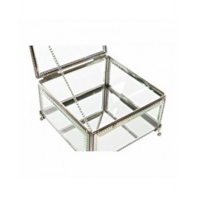 Scatola-Portagioie DKD Home Decor Cristallo Metallo 16 x 16 x 10 cm Argentato Trasparente