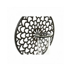 Portacandele DKD Home Decor Cristallo Nero Metallo Legno Marrone 20 x 20 x 36 cm