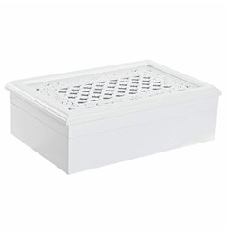 Scatola-Portagioie Alexandra House Living Bianco Grigio Legno di mango 19 x 10 x 19 cm