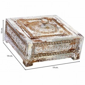 Scatola-Portagioie Alexandra House Living Azzurro Grigio Legno di mango 19 x 10 x 19 cm