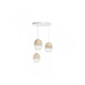 Lampadario DKD Home Decor Bianco Marrone Chiaro 220 V 50 W (38 x 38 x 75 cm)