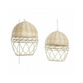 Lampadario DKD Home Decor Bianco Marrone Chiaro 220 V 50 W (38 x 38 x 75 cm)