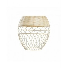Lampadario DKD Home Decor Metallo Bianco Marrone Chiaro Rattan 50 W (30 x 30 x 38 cm)