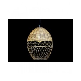 Lampadario DKD Home Decor Metallo Bianco Marrone Chiaro Rattan 50 W (30 x 30 x 38 cm)