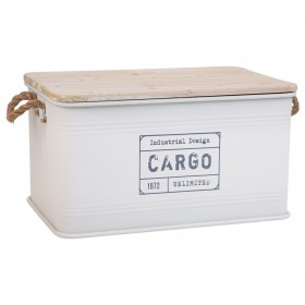 Baule Alexandra House Living Cargo Bianco Canapa Metallo Legno di abete 38 x 60 x 33 cm