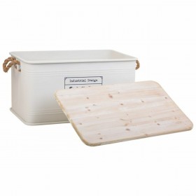 Baule Alexandra House Living Cargo Bianco Canapa Metallo Legno di abete 38 x 60 x 33 cm