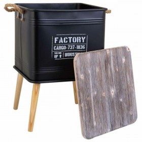 Comodino Alexandra House Living Nero 41 x 41 x 61 cm