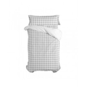 Set di copripiumino HappyFriday Basic Kids Grigio Singolo Vichy 2 Pezzi