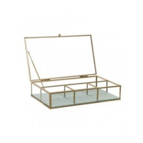 Scatola-Portagioie DKD Home Decor Cristallo Metallo Verde Grigio chiaro (27 x 15 x 5,5 cm) (2 Unità)