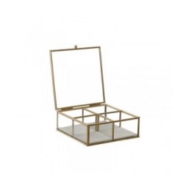 Scatola-Portagioie DKD Home Decor Verde Grigio chiaro Metallo Cristallo 15 x 15 x 5,5 cm (2 Unità)
