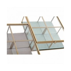 Scatola-Portagioie DKD Home Decor Verde Grigio chiaro Metallo Cristallo 15 x 15 x 5,5 cm (2 Unità)
