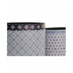 Cestino DKD Home Decor Azzurro Bianco Legno Tela Vintage