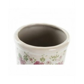 Vaso DKD Home Decor Bianco Verde Rosso Granato Gres Shabby Chic (14 x 14 x 25 cm)